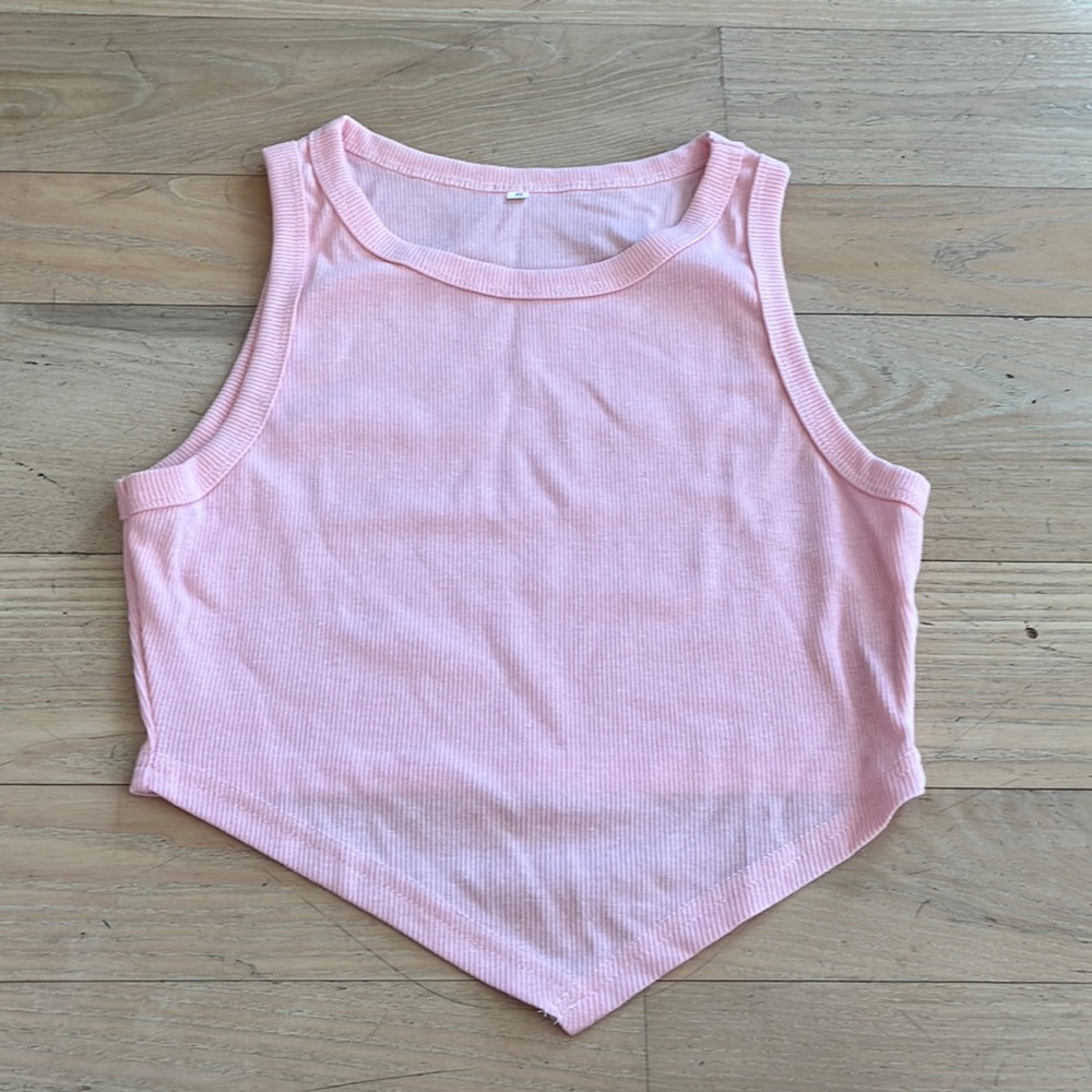 Pink triangle cut tank top